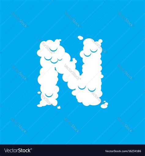 Letter N Cloud Font Symbol White Alphabet Sign On Vector Image