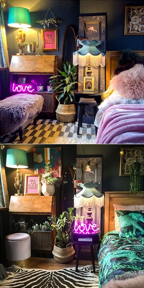 The next time your guy jumps in the shower, join him! 3-redecoration-tricks-dark-eclectic-maximalist-affordable ...
