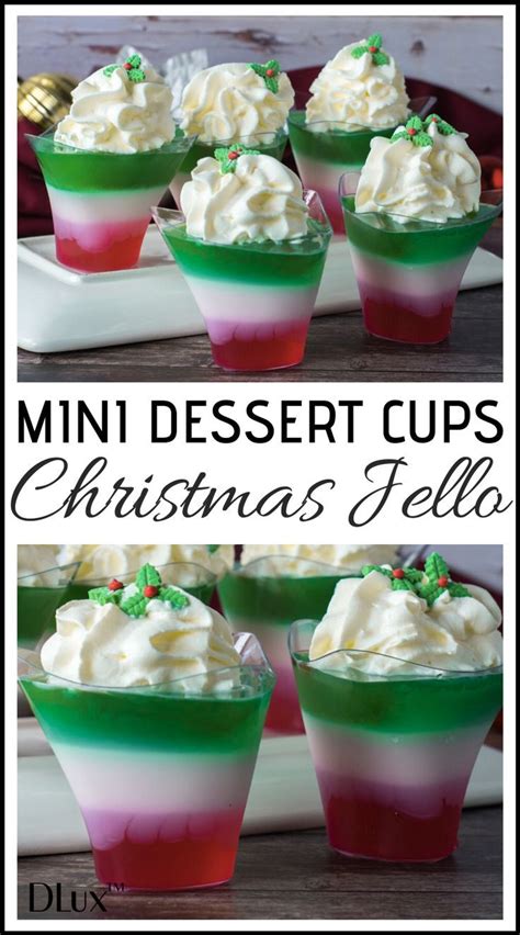 Serve any one of these dessert recipes to top off a. Mini Dessert Cups Layered Christmas Jello | Recipe (With images) | Mini dessert cups, Holiday ...