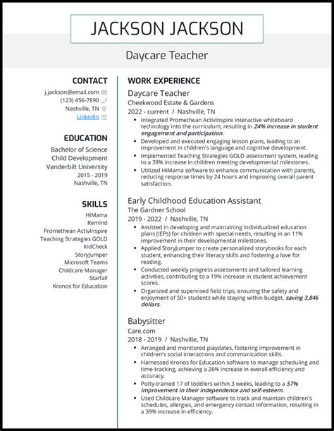 5 Daycare Teacher Resume Resume Examples Made For 2024