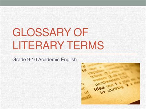 PPT - Glossary of Literary terms PowerPoint Presentation, free download ...