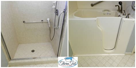 Replaces the bathtub with the clean shower. Theratub shower stall replacement before and after ...