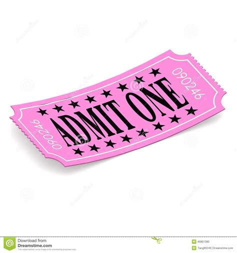 Admit One Pink Ticket On White Background Stock Illustration ...