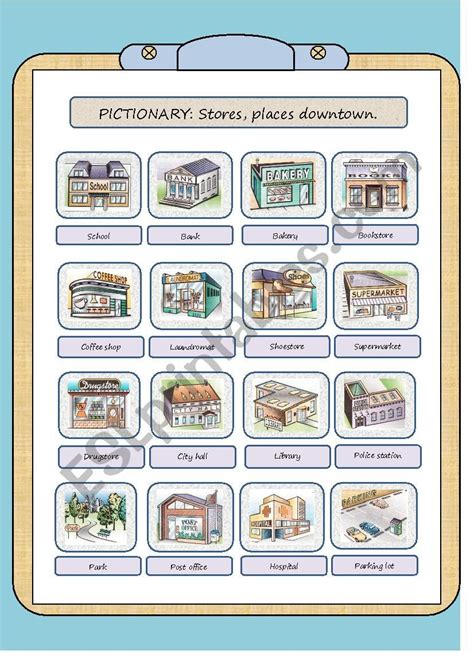 Pictionary Places Esl Worksheet By Oligar
