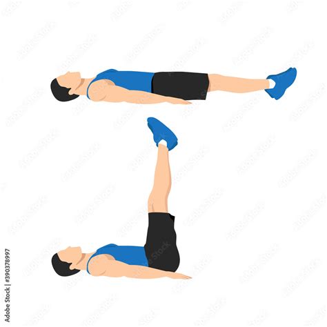 Man Doing Lying Leg Raises Exercise Abdominals Exercise Body Weight