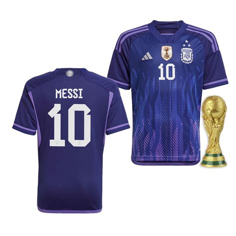 2022 World Cup Champions Youth Argentina Lionel Messi Jersey Away