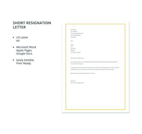 The following cover letter samples and examples will show you how to write a cover letter for many employment circumstances. 12+ Simple Resignation Letter Templates - PDF, DOC | Free ...