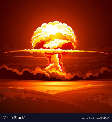 Nuclear explosion in thick smoke. Vector illustration. Download a Free