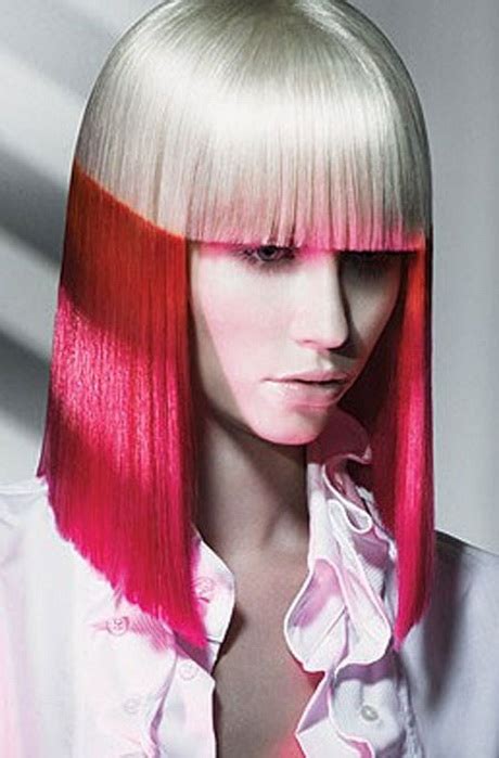 Brown to pink ombre hair. Medium haircut and color ideas