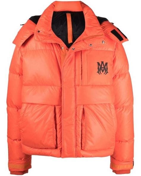 Amiri Goose Hooded Down Puffer Jacket In Orange For Men Lyst