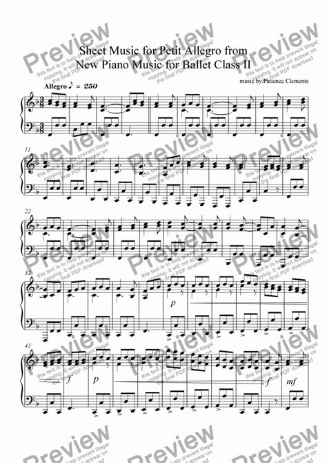 Sheet Music For Petit Allegro From New Piano Music For Ballet Class Ii