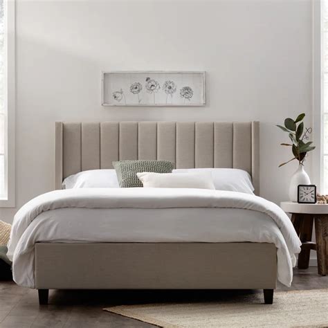 Flemings Upholstered Platform Bed Frame With A Vertical Channel Tufted
