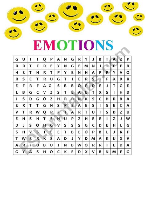 Emotions And Feelings Word Search In 2020 Feelings Words Cool