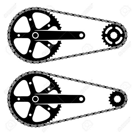 Vector Bicycle Chain Sprocket Transmission Silhouettes Bike Logos