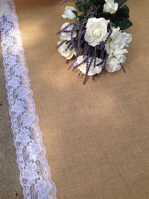 30 Ft Burlap And Lace Aisle Runner White Lace Ships Fast Etsy