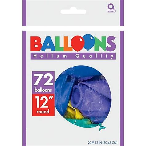 Amscan Solid Color Latex Balloons Packaged 12 4pack Assorted 72