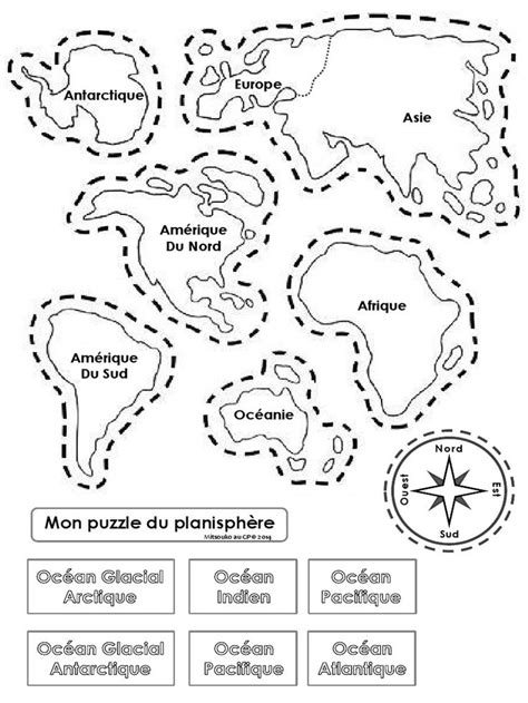 Continentes En Continents Et Oceans Geographie Enfants Coloriage