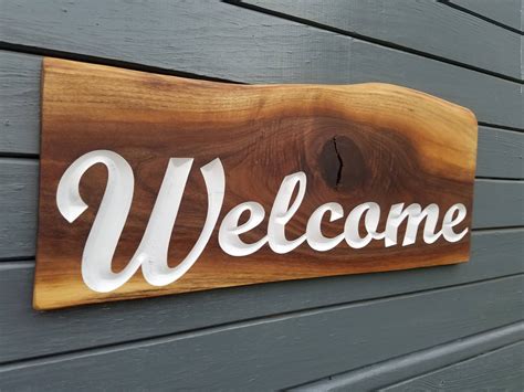 Natural Edge Walnut Welcome Sign By Superiorwoodcraft On Etsy Natural