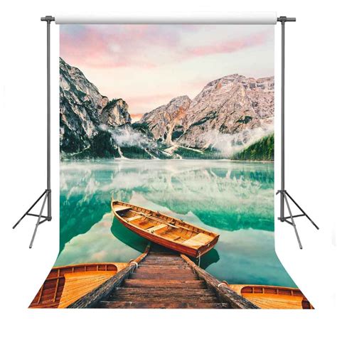 Greendecor Polyster 5x7ft Mountain And Clear Lake Photography Backdrop