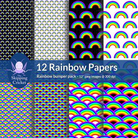 12 Rainbow Scrapbooking Papers Rainbow Digital Papers Rainbow Paper