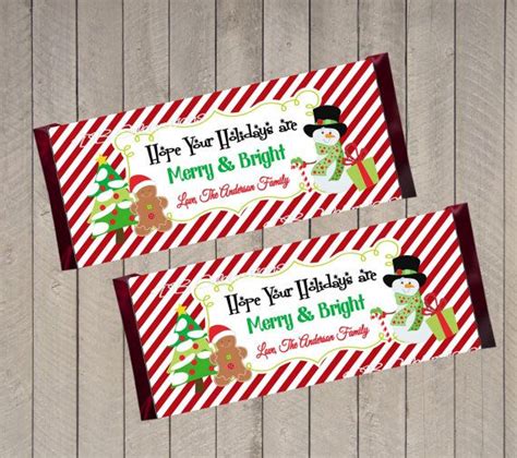 After you trim the designs, fold the wrappers. Christmas Snowman Hershey Bar Wrapper - Printable candy wrap (With images) | Hershey bar ...