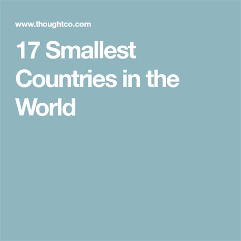 The 17 Smallest Countries In The World Worlds Smallest Country