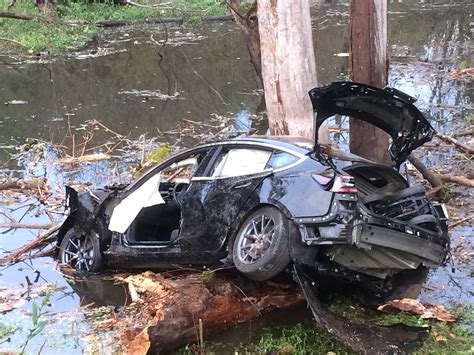 Intoxicated driver loses control of Tesla, goes airborne through trees, crashes into pond off S 