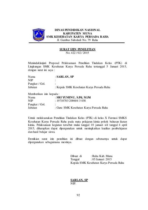 Contoh Surat Izin Penelitian Proposal - Contoh Surat
