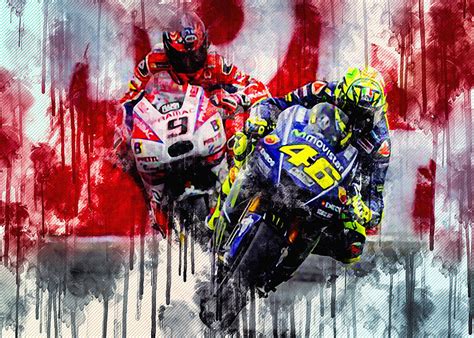 Valentino Rossi Rider Sportbikes Raceway Motogp Painting By Sissy