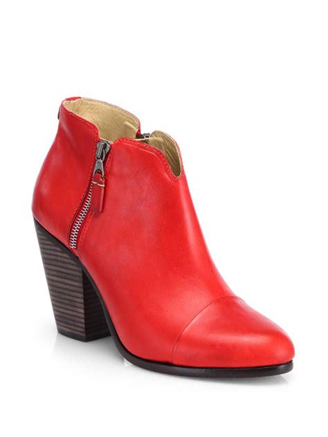 Rag And Bone Margot Leather Ankle Boots In Red Lyst