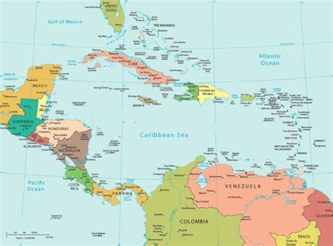 America Caribbean Pol Printable Maps Central America Island Map 15 In