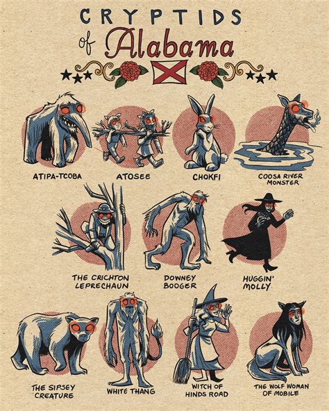Famous Cryptids Of Alabama Print Etsy