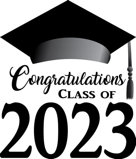 Congratulations Class Of 2023 Stacked Banner With Grad Cap Stock Vector