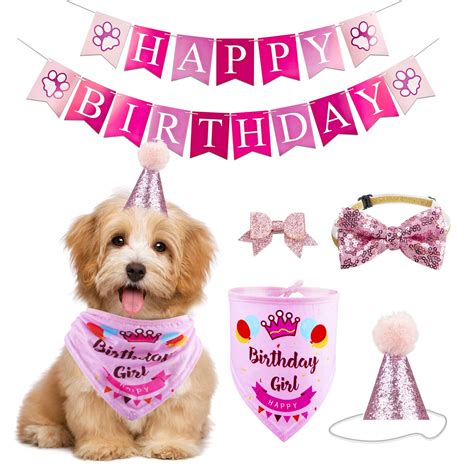 Buy Gagilandgagiland Dog Birthday Party Supplies Bandana Hat Banner Set