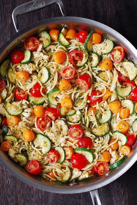 You can make this recipe with i personally think that pesto and tomatoes are a match made in heaven. Spaghetti With Chicken, Tomatoes, and Spinach | Healthy ...