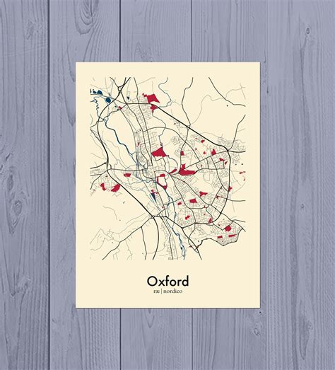 Oxford UK City Map Fine Art Print By Raenordico On Etsy