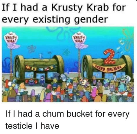 Find and save chum bucket memes | the restaurant that spongebob squarepants 'villain' plankton owns/works in. If I Had a Krusty Krab for Every Existing Gender KRAL if I ...