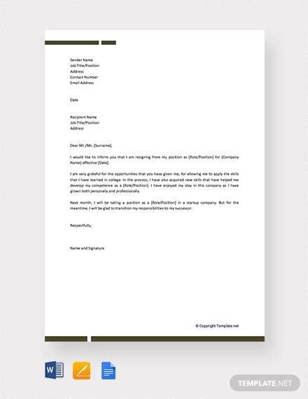 Contoh Resign Letter 24 Jam