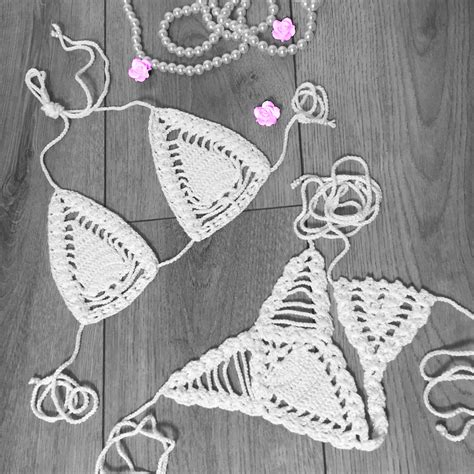 Buy Crochet Sexy See Through Micro Bikini Set Y Back Thong Bottom 2