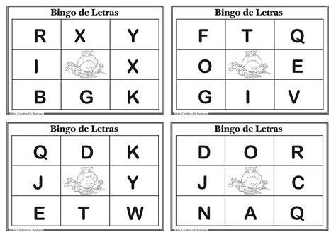 Cartelas Para Bingo De Letras Educa O Infantil