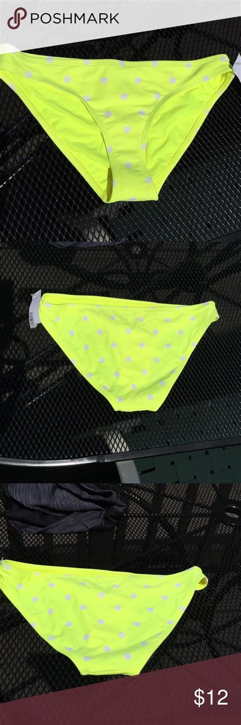 Aerie Neon Yellow White Polka Dot Bikini Bottom S Polka Dot Bikini