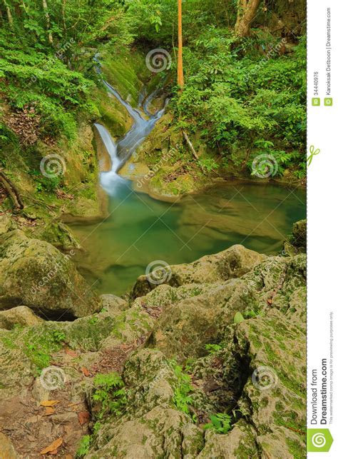 Waterfall Beautiful Scenery In The Tropical Forest Stock Photo Image