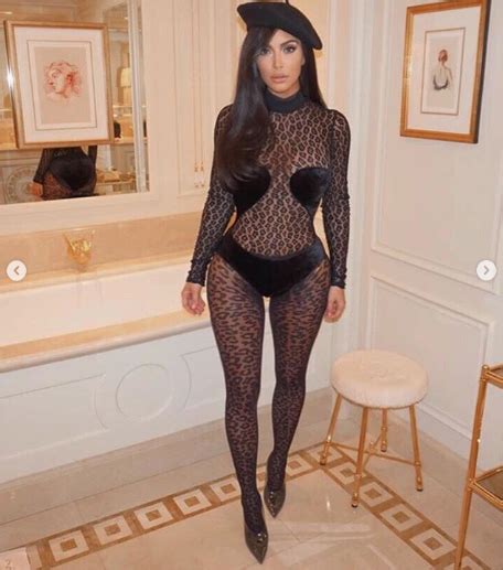 Kim Kardashian Pictured In Sheer Unitard For An Evening Stroll In Paris Photos