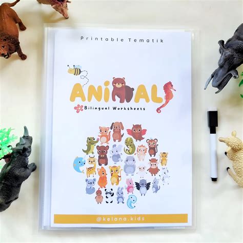 Worksheet Anak 2 3 4 5 6 tahun Printable Belajar Tema Binatang Lembar