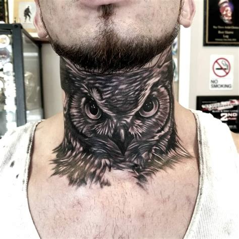 Owl Neck Tattoo A Symbol Of Wisdom And Nature Body Tattoo Art
