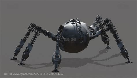 六足圆球仿生机器人obj模型素模 机械角色模型下载 摩尔网cgmol