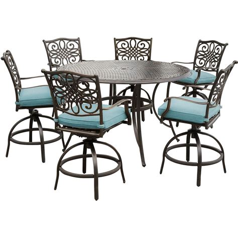 Hanover Traditions 7 Piece Outdoor Bar Height Dining Set