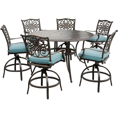 Hanover Traditions 7-Piece Aluminum Outdoor High Dining Set with Round