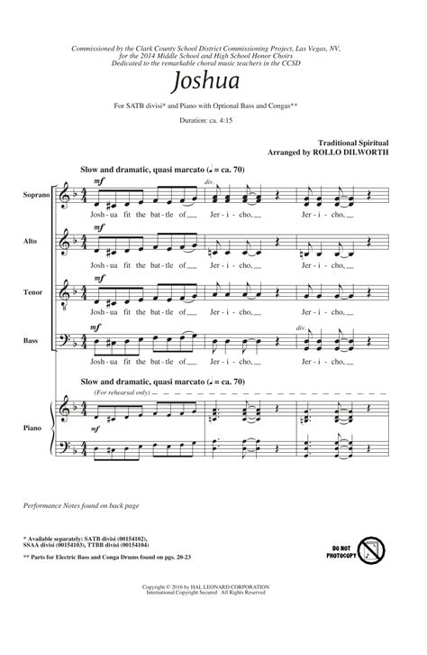 Joshua Fit The Battle Of Jericho At Stantons Sheet Music