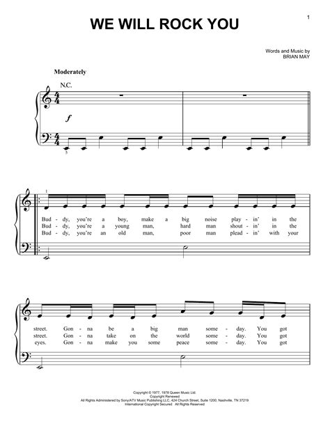 We Will Rock You Sheet Music By Queen Easy Piano 157217